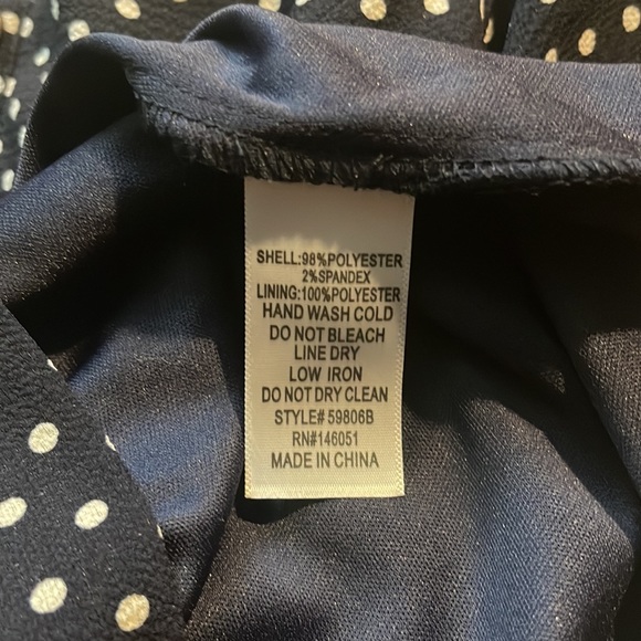 Navy Blue Polka Dot Midi Dress - Picture 3 of 3